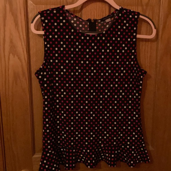 Tommy Hilfiger women’s black and polka dot peplum top - Picture 1 of 11